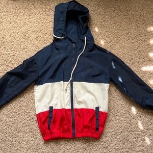 Wind Breaker Zip up Jacket - Red White And Blue